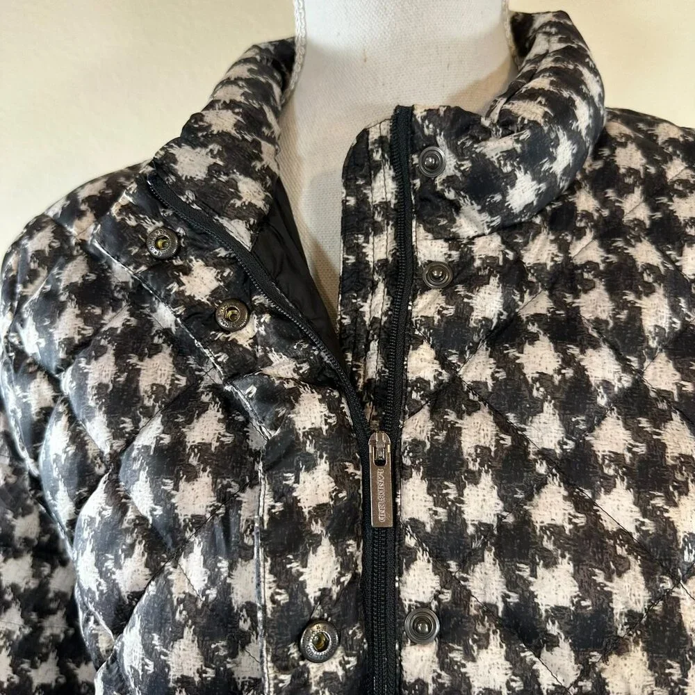 Land's End Black and White Dragon Tooth Down Filled Puffer jacket, size M, 10-12 - Picture 3 of 9
